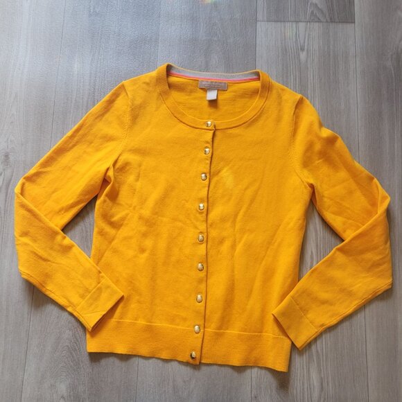 Banana Republic Extra Fine Merino Wool Yellow Cardigan Sweater S Button-Front Li - Picture 3 of 7